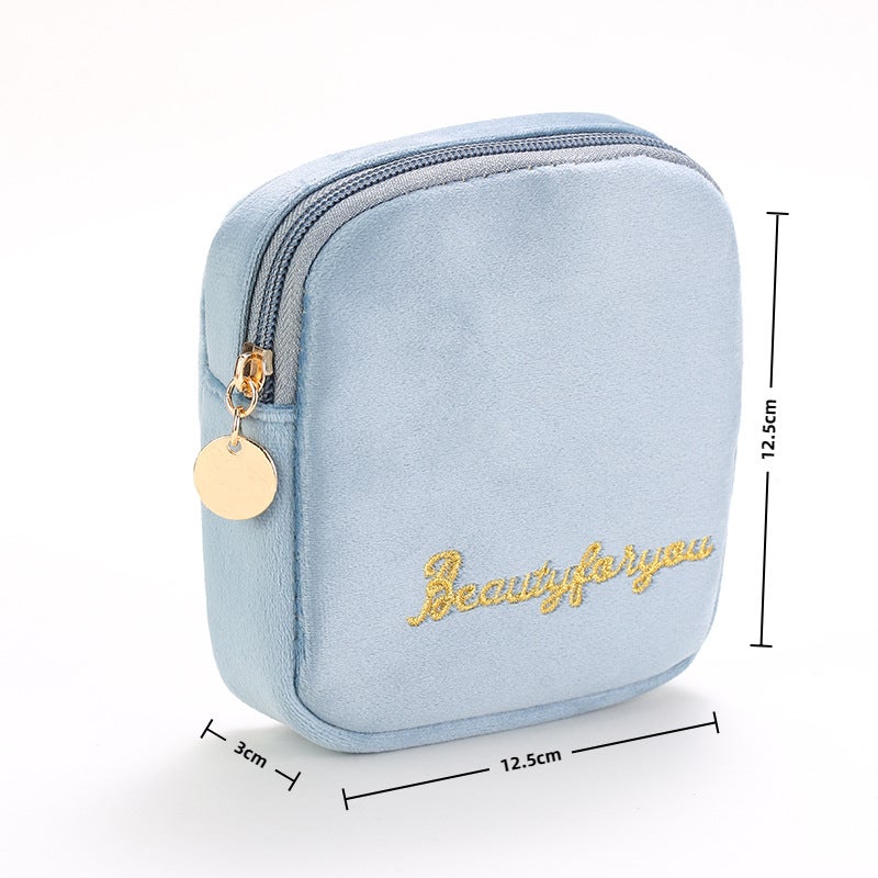 Niche Dutch Velvet Storage Small Bag Girl'S Heart Sanitary Napkin Storage Bag Monthly Student Portable Carry-On Aunt Towel Bag - Image 1